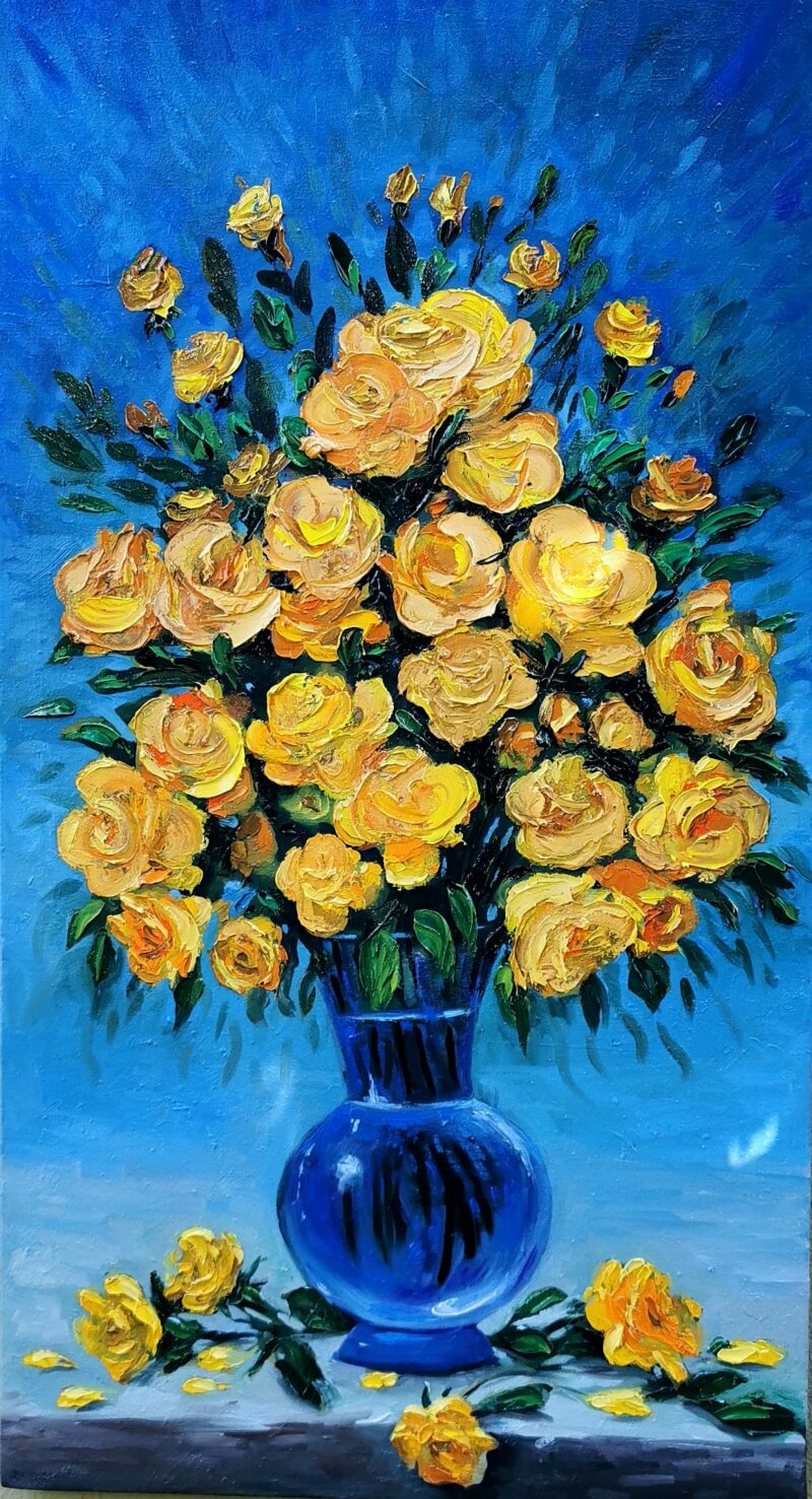 Yellow Flowers for Endless Friendship Artist: Hashim Shaji - Iraq Painting, Oil on Canvas Size: 65 W x 100 H cm